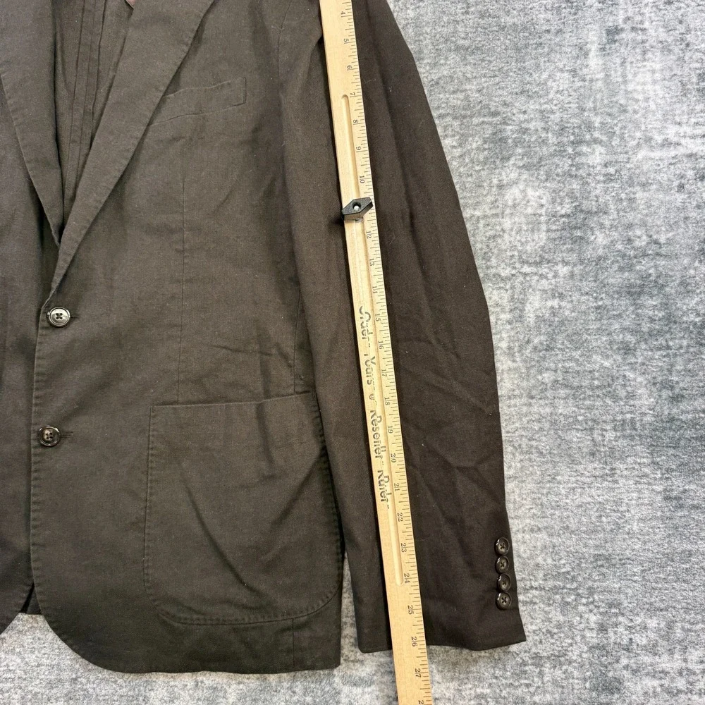 J Crew Blazer Mens Large Chocolate Suit Jacket Hemp Cotton Unstructured Casual